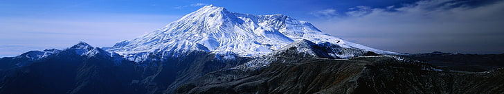 snow-covered mountain, monitor, montagne, mountain, multi, multiple, screen, triple, HD wallpaper