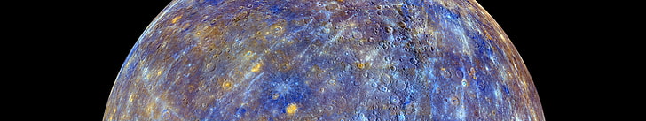 Mercury, space, NASA, blue, gold, black, MESSENGER, planet, Sun, HD wallpaper
