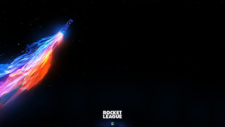 arte del videogioco, Rocket League, fiamme blu, sfondo nero, Sfondo HD