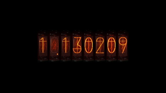 black background with text overlay, Steins;Gate, Nixie Tubes, anime, time travel, Divergence Meter, HD wallpaper HD wallpaper