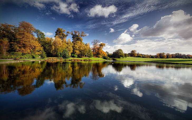 Leeds Castle Grounds, trees near body of water, leeds, castle, grounds, travel and world, HD wallpaper