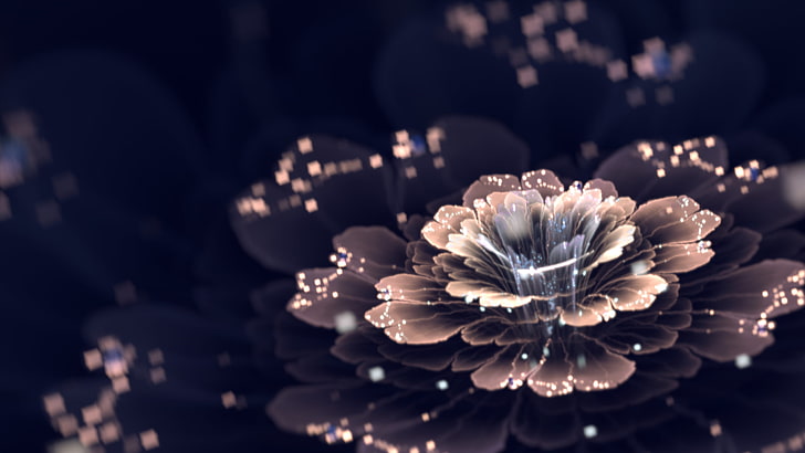 gelbe Blumenmalerei, digitale Kunst, CGI, Fractalblumen, Fractal, HD-Hintergrundbild