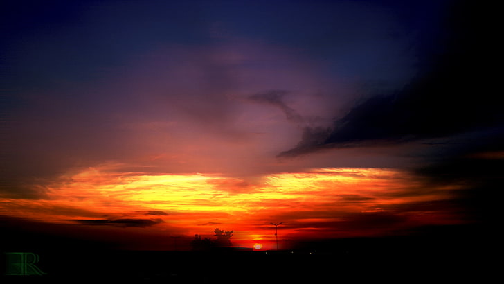 rote und gelbe abstrakte Malerei, Landung des Königs, Sonnenuntergang, Natur, Himmel, Sonnenlicht, HD-Hintergrundbild