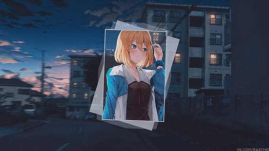 anime, garotas anime, imagem em imagem, Hayasaka Ai, Kaguya-Sama: Love is War, sunset, HD papel de parede HD wallpaper