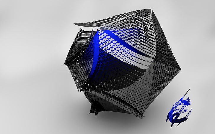 black and blue decor, abstract, geometry, Cinema 4D, HD wallpaper