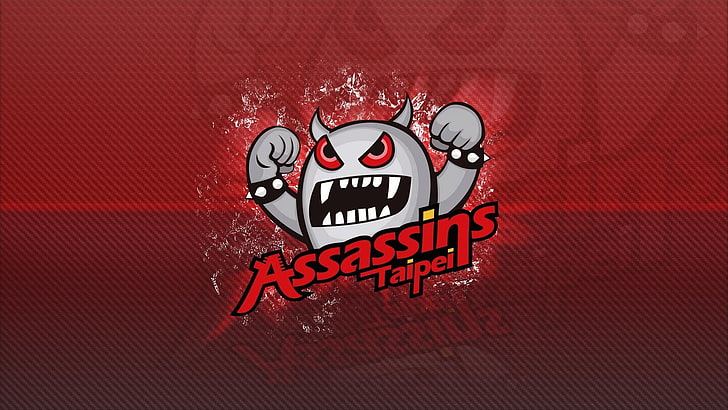 شعار Assassins Taipei باللون الأحمر الرياضي، خلفية HD