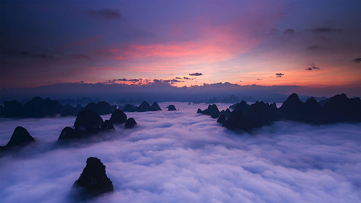 جبال هوانغشان في مقاطعة آنهوي ، الصين، خلفية HD