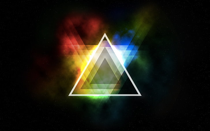 分類された色の三角形のデジタル壁紙、抽象的なカラフルな三角形、 HDデスクトップの壁紙