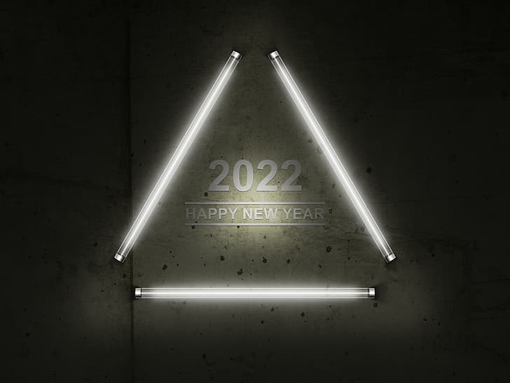 fluorescent light, New Year, 2022, HD wallpaper