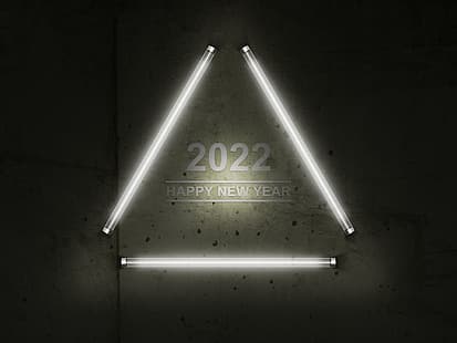 luz fluorescente, año nuevo, 2022, Fondo de pantalla HD HD wallpaper
