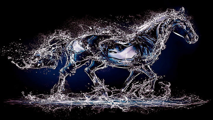 вода, конь, арт, животное, HD обои