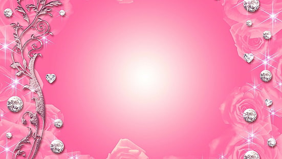 Artistic, Pink, Diamond, Rose, HD wallpaper HD wallpaper