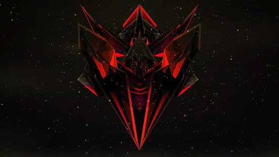 черно-красный логотип, Джастин Маллер, красный, черный, темный, оранжевый, абстрактный, 3D, HD обои HD wallpaper