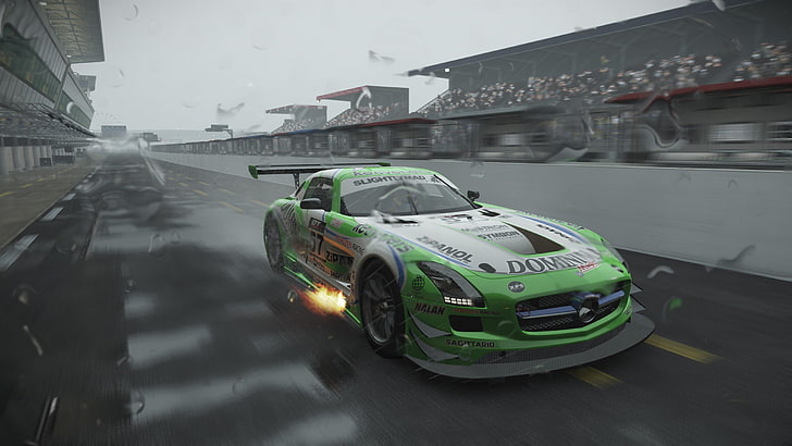 green and black rally car, Project cars, HD wallpaper