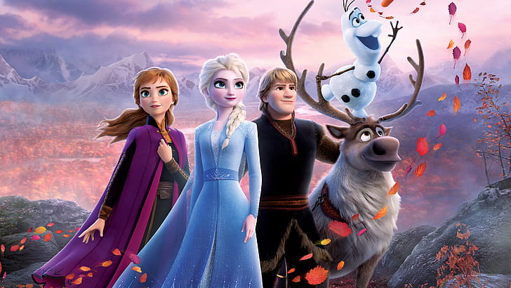 Movie, Frozen 2, Anna (Frozen), Elsa (Frozen), Kristoff (Frozen), Olaf (Frozen), Sven (Frozen), HD тапет