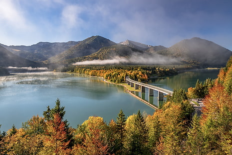  Lake Sylvenstein, Bavaria, Germany, landscape, HD wallpaper HD wallpaper