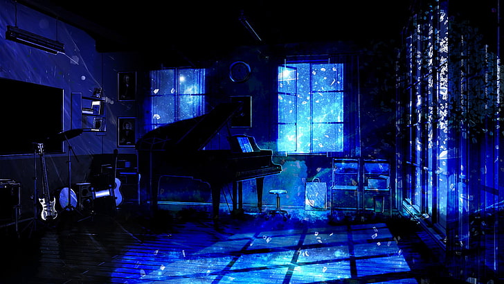 Anime, Everlasting Summer, Fantasy, Guitar, Piano, Space, HD wallpaper |  Wallpaperbetter