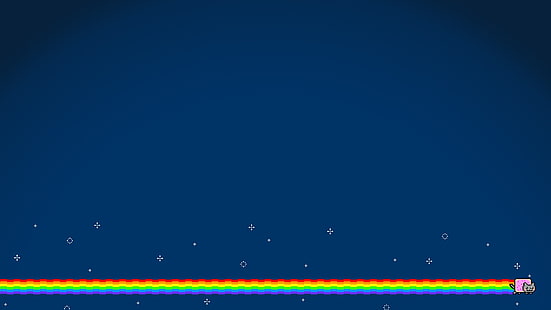 black and red laptop computer, Nyan Cat, simple background, rainbows, cat, HD wallpaper HD wallpaper