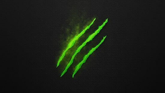 green striped logo, Monster Energy, green, black, texture, green background, HD wallpaper HD wallpaper