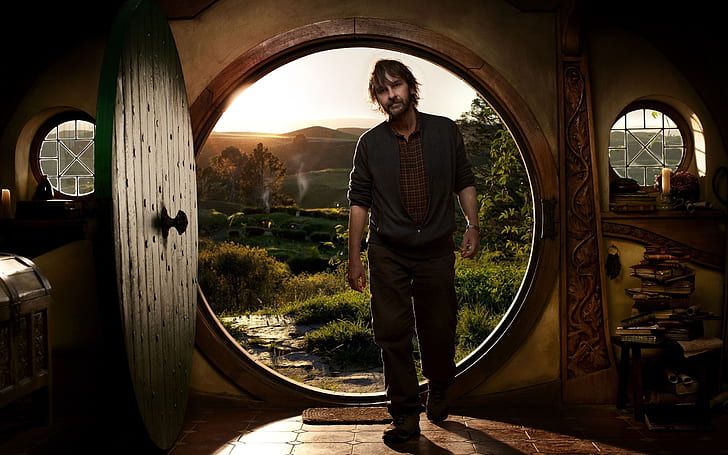 Peter Jackson, camisa preta masculina, o hobbit, a porta, o limiar, homem, HD papel de parede