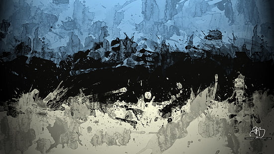 бежово, черно и синьо абстрактна живопис, проста, абстрактна, синя, тъмна, черна, бяла, цветна, Естония, флаг, HD тапет HD wallpaper