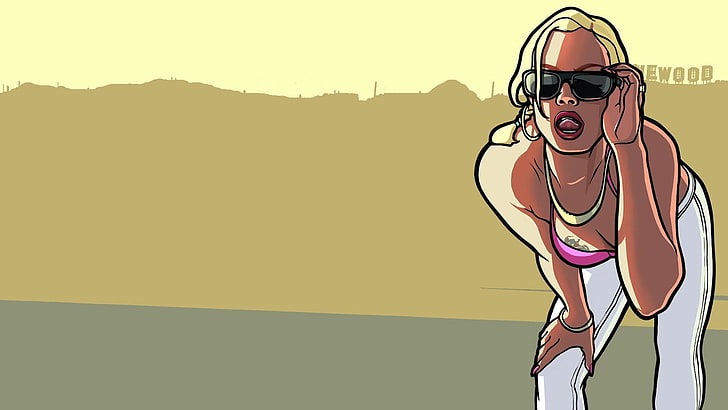 femme en pantalon blanc peignant, Grand Theft Auto San Andreas, jeux vidéo, Grand Theft Auto, Fond d'écran HD