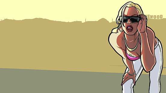 женщина в белых штанах рисует, Grand Theft Auto San Andreas, видеоигры, Grand Theft Auto, HD обои HD wallpaper