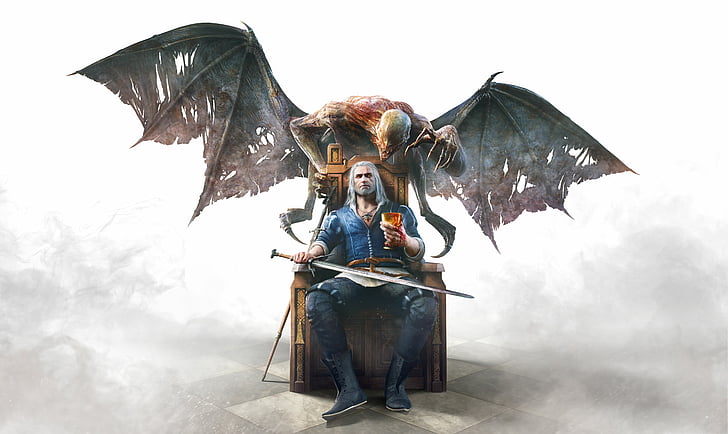 Geralt dari game Witcher, The Witcher 3, Wild Hunt, Blood and Wine, Wallpaper HD