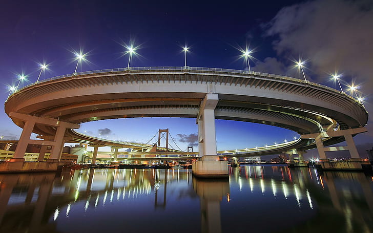 جسر قوس قزح طوكيو اليابان الجسر قوس قزح اليابان طوكيو، خلفية HD