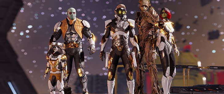 Gardiens de la Galaxie, personnages du jeu, univers, Fond d'écran HD