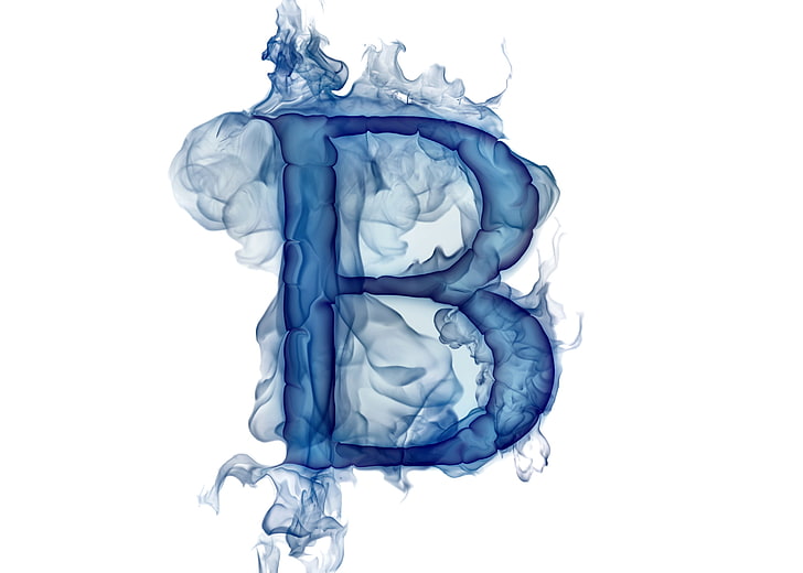 Ilustración azul de la letra B, humo, gas, letra, Litera, Fondo de pantalla HD