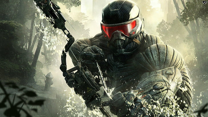 red eyes bow and arrow crysis crysis 3 video games, HD wallpaper