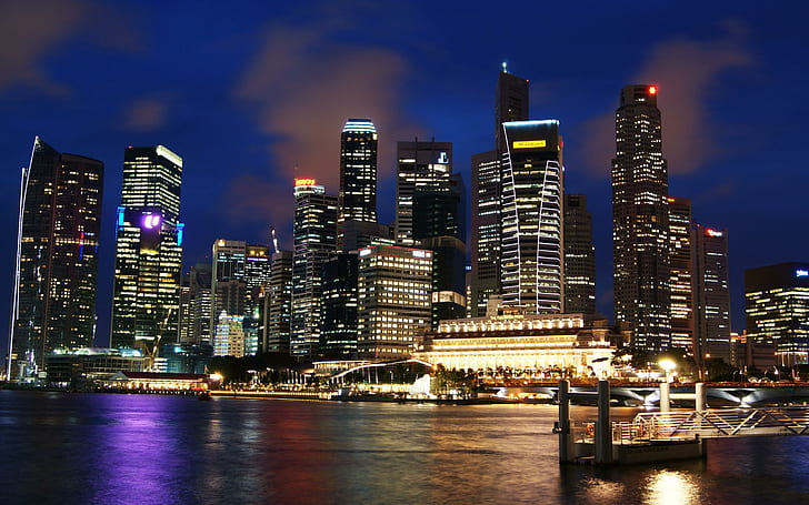 Singapore Skyline, skyline, singapore, travel and world, HD wallpaper
