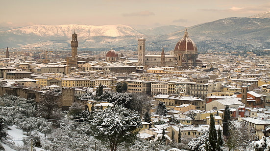 فلورنسا في الشتاء ، إيطاليا ، العمارة، خلفية HD HD wallpaper