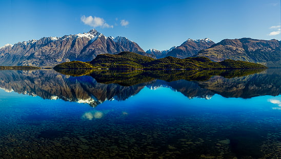 brown mountains near body of water under blue sky, glenorchy, glenorchy, Panorama, brown, mountains, body of water, blue sky, Glenorchy  New Zealand, com, Hasselblad, HDR Photography, Tutorial, Stuck, Customs, Reflection, nature, mountain, lake, landscape, scenics, water, outdoors, mountain Peak, beauty In Nature, sky, summer, blue, HD wallpaper HD wallpaper