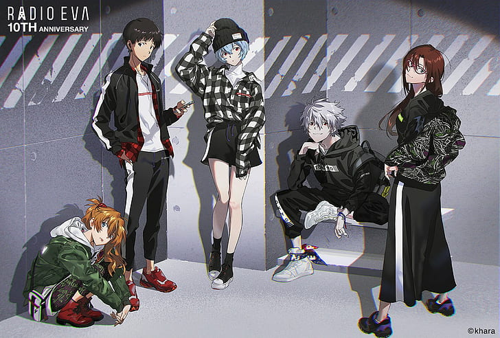 Neon Genesis Evangelion, Ikari Shinji, Asuka Langley Soryu, Ayanami Rei, Nagisa Kaworu, Makinami Mari Illustrious, HD-Hintergrundbild
