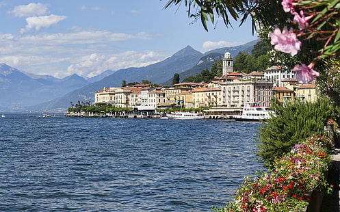 人工、町、ベラージオ、イタリア、コモ湖、ロンバルディア、 HDデスクトップの壁紙 HD wallpaper