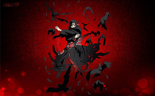 Uchiha Itachi, Naruto Shippuuden, Uchiha Itachi, anime, anime boys, Akatsuki, raven, HD wallpaper HD wallpaper