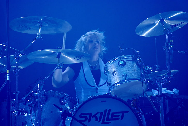 Skillet (группа), барабанщик, хард-рок, музыка, женщины, HD обои