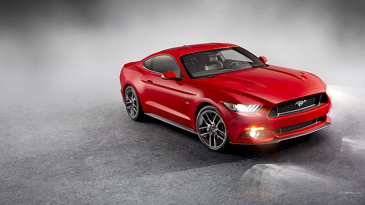 red Ford Mustang, Ford, Ford Mustang, CarWalls, HD wallpaper