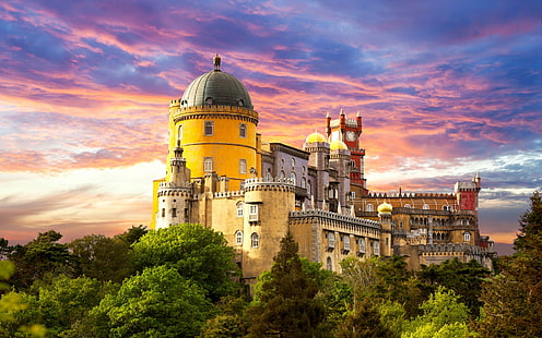Дворцы, Дворец Пена, Дворец, Национальный дворец Пена, Португалия, HD обои HD wallpaper