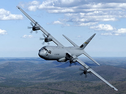 Lockheed C 130 Hercules, pesawat pengangkut baling-baling abu-abu, Pesawat / Pesawat, Lockheed, pesawat, pesawat, Wallpaper HD HD wallpaper