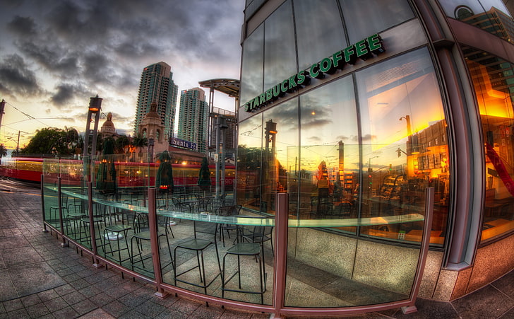 Starbucks Coffee Shop, Starbucks Coffee shop facade, United States, California, san diego, HD wallpaper