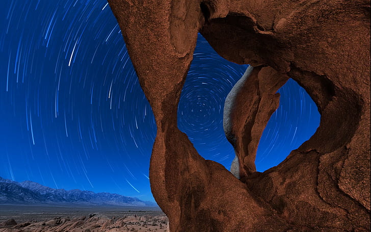 paisaje, senderos de estrellas, desierto, rocas, Fondo de pantalla HD
