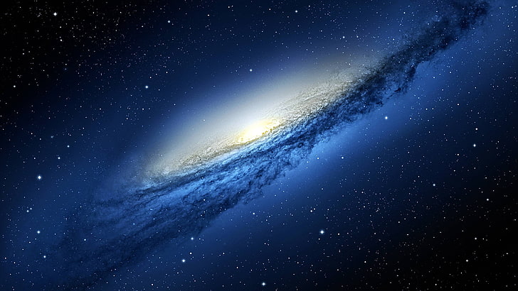 galassia blu carta da parati digitale, stelle, spazio, galassia, arte spaziale, arte digitale, NGC 3190, Sfondo HD