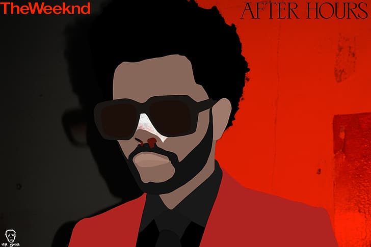 The Weeknd, XO, After Hours (Album), минимализм, материальный минимал, Flatdesign, красный цвет, музыка, HD обои
