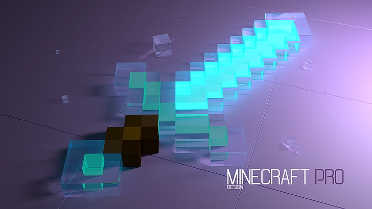 توضيح Minecraft Pro باللونين الأزرق والأسود ، Minecraft ، Minecraft Wallpaper ، Sword in minecraft، خلفية HD