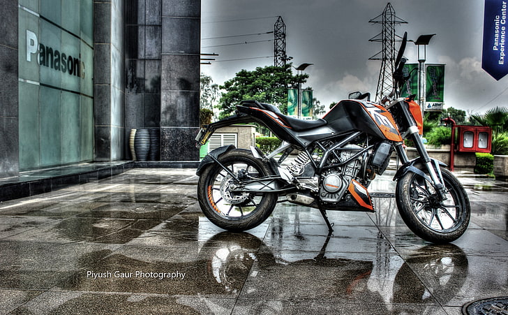 KTM DUKE 200, черный и оранжевый стандартный мотоцикл, Мотоциклы, Другие мотоциклы, Фотография, Мотокросс, Мотоцикл, HDR, KTM, KTM Duke 200, HD обои