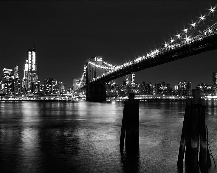 New York City, bro, svartvit, HD tapet
