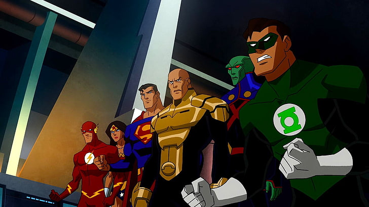 Обои Лиги Справедливости, Лига Справедливости, Флэш, Чудо-Женщина, Супермен, Зеленый Фонарь, Флэш, HD обои